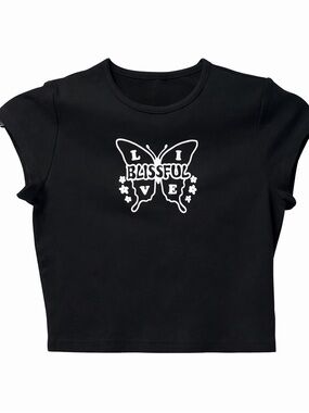 Live Blissful H&M Divided Black Halter Shirt Size XS Cropped Crop